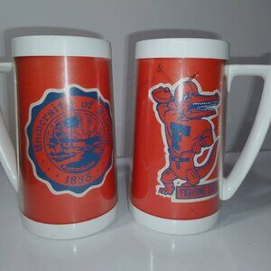 Two Florida Gators 1970’s Thermo Serv Mug 6" Vtg University UF Fighting AS IS